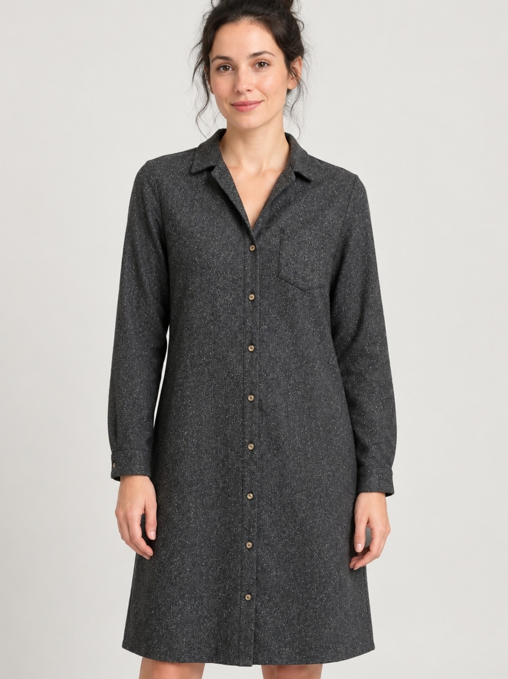 Sézane Camilla Wool Silk Blend Shirt Dress Gray Size 36